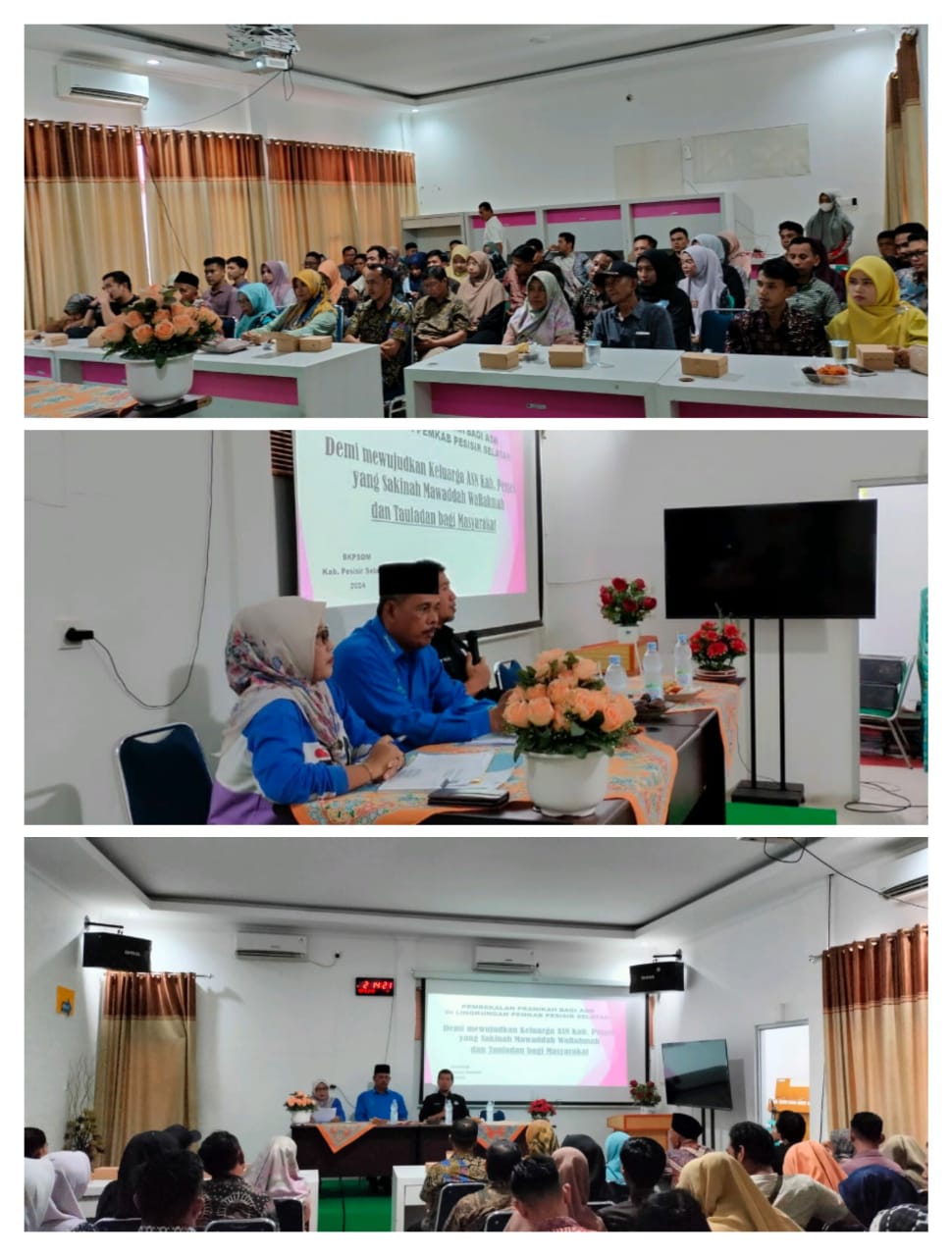 Kegiatan pembekalan pranikah 29 pasangan ASN di Aula BKPSDM Kab. Pesisir Selatan. 